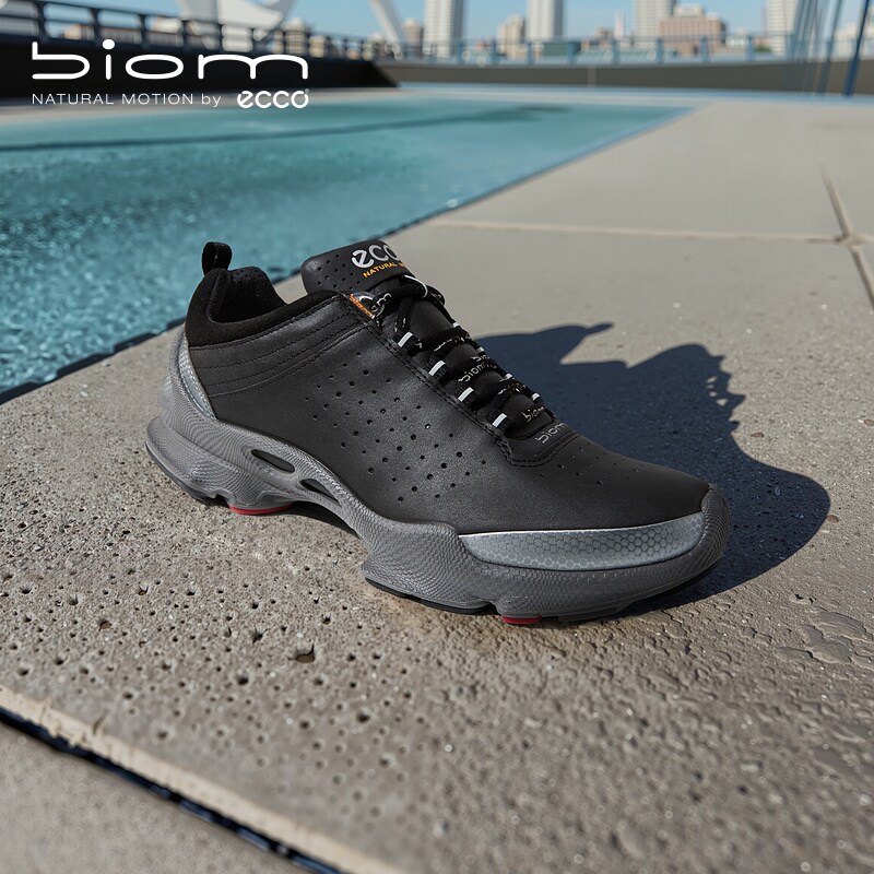 ECCO爱步运动鞋男透气轻便防滑缓震牛皮跑鞋 健步BIOM C 091504