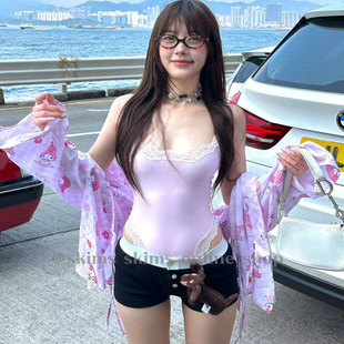 现｜skims卡戴珊情人节限定粉色蕾丝修身 性感辣妹吊带连体衣