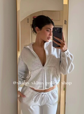 现-skims卡戴珊同款cotton基础简约休闲拉链连帽卫衣三色