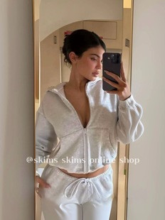 现-skims卡戴珊同款cotton基础简约休闲拉链连帽卫衣三色