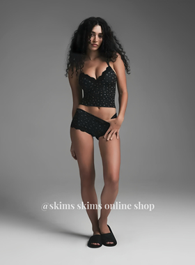 现｜skims纯欲性感带胸垫蕾丝吊带短裤居家套装