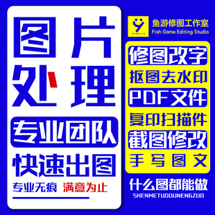 专业p图修图无痕改字改数字ps图片处理改pdf文件手写字去水印抠图
