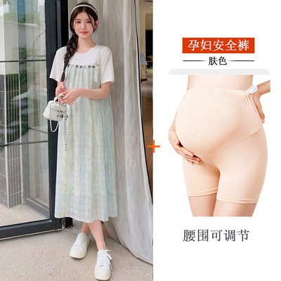 孕妇连衣裙2026新款夏季韩版时尚减龄假两件拼接吊带裙宽松孕妇装 — 2