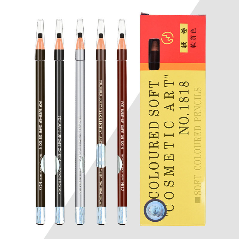 影楼化妆师专用正品妮莱1818拉线眉笔硬芯不脱色防水防汗黑灰咖色