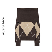 2025新款 港式 复古小众设计感针织衫 翻领菱格拼色百搭针织毛衣上衣