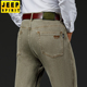 高端秋冬弹力直筒男裤 商务JEEP吉普春秋男士 牛仔宽松长裤 中腰休闲