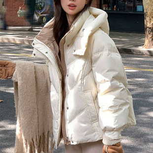 白灵儿高端羽绒服女冬季2025年新款小个子短款加厚白鸭绒爆款外套