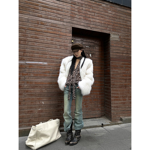 Fanptntox 直筒牛仔裤女秋冬新款做旧复古长裤高腰显瘦百搭裤子潮