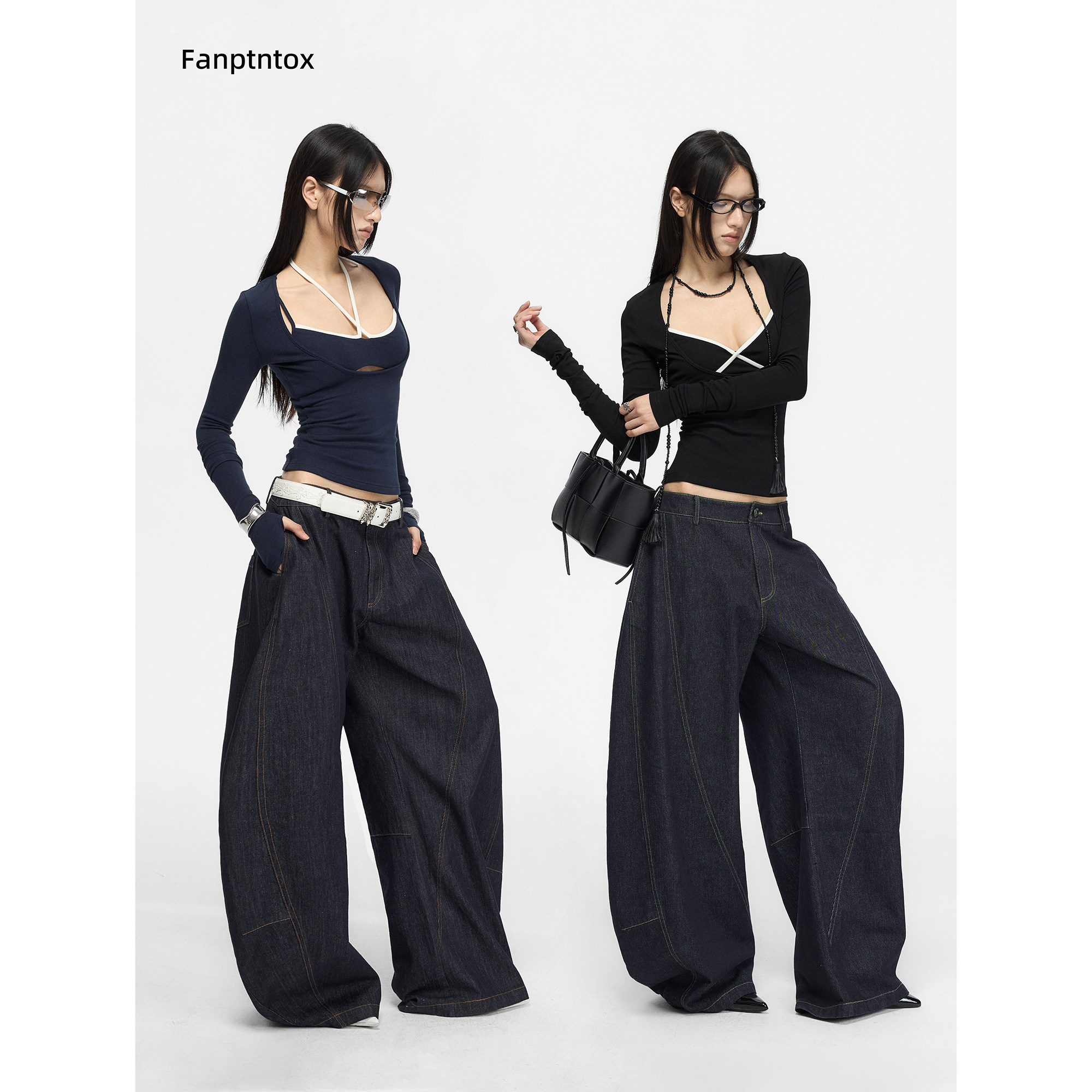 Fanptntox 正反两穿U领亲肤弹力针织T恤女撞色挂脖吊带背心两件套,女装/女士精品,毛针织衫,淘宝优惠券,粉丝福利购,淘宝优惠卷