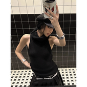 高领百搭挡脸针织无袖 打底背心上衣女秋季 新款 Fanptntox 修身 显瘦