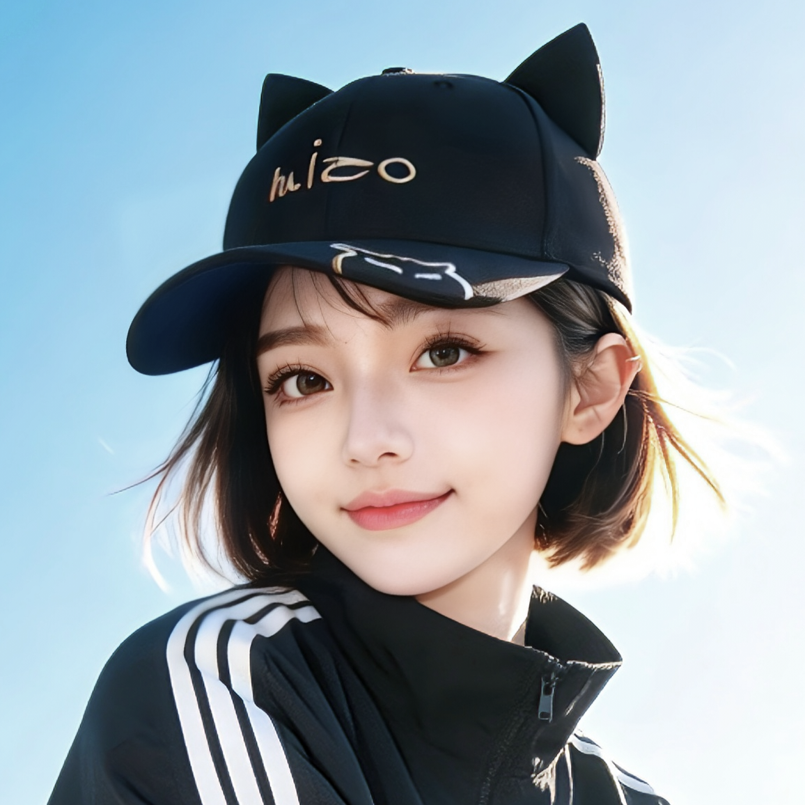 可爱带猫耳朵字母刺绣棒球帽子女款2026新款春秋夏季遮阳鸭舌帽女