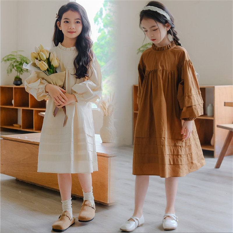 亲子装母女春秋款女童纯棉连衣裙洋气韩版中大童长袖宽松公主裙子