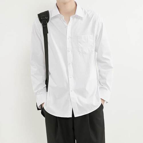 2025春秋男士DK长袖衬衫日系休闲白色打底短袖衬衣外套寸夏季潮流
