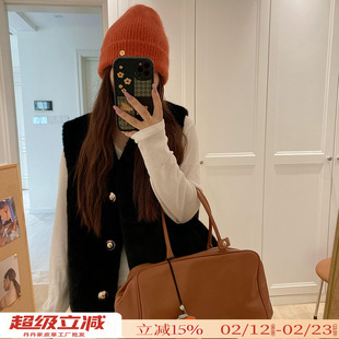 闭眼入百搭经典水貂绒皮毛一体环保皮草小香风马甲背心毛毛外套女