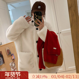 韩系小立领仿天鹅绒貂皮大衣皮毛一体水貂绒环保皮草女冬毛毛外套