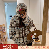 连帽中长款 费尔岛 100真羊羔毛皮毛一体慵懒风冬季 皮草毛毛外套女