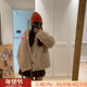 小羊咩咩 宽松慵懒短款 毛毛外套女冬休闲上衣羊羔毛皮毛一体皮草