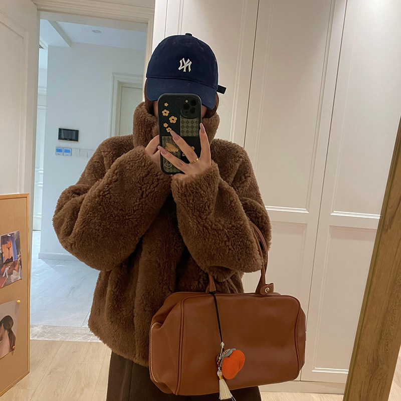 特价羊羔毛皮毛一体绵羊毛短款立领上衣皮草女冬季毛毛外套年轻款