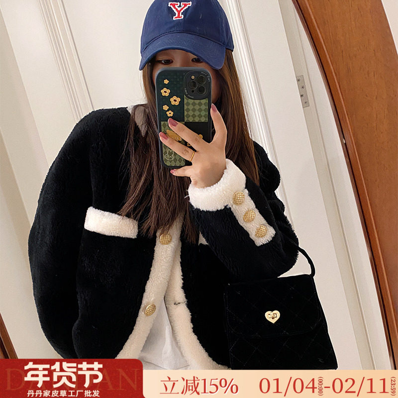 特价羊羔毛小香风秋冬新款羊剪绒皮毛一体圆领短款撞色皮草外套女,女装/女士精品,皮草,淘宝优惠券,粉丝福利购,淘宝优惠卷