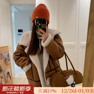 美利奴羊羔毛皮毛一体夹克大衣皮草外套女 新款 复古机车款 2025冬季