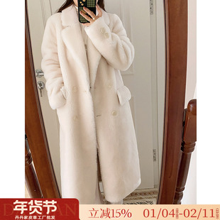 特价羊羔毛西装领长款冬季新款羊剪绒皮毛一体韩版大衣皮草外套女