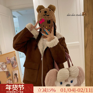 胡桃夹子！绒面高级感麂皮绒皮毛一体夹克上衣羊羔毛皮草外套女冬