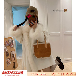 温妮千金！温柔风全羊毛双面呢羊绒大衣狐狸毛领皮草毛呢外套女冬