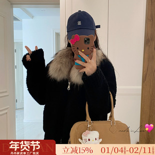 雪境漫游/100羊羔毛皮毛一体狐狸毛领大衣女秋冬加厚皮草毛毛外套