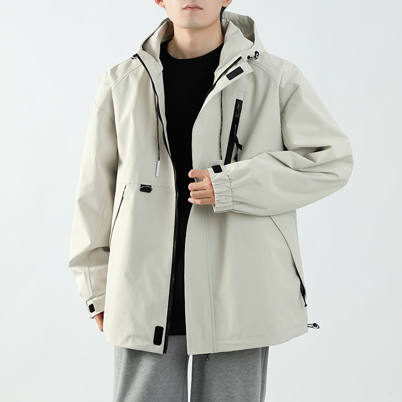 春秋款工装连帽夹克潮流拼色宽松百搭户外冲锋衣外套HS8303-P75,男装夹克,星座1206（原A206）