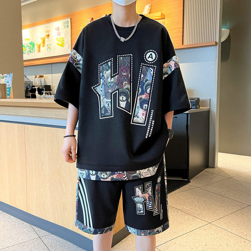新款夏季透气青少年男士韩版休闲时尚百搭套装YCGW771-P55,男装休闲套装,星座1206（原A206）