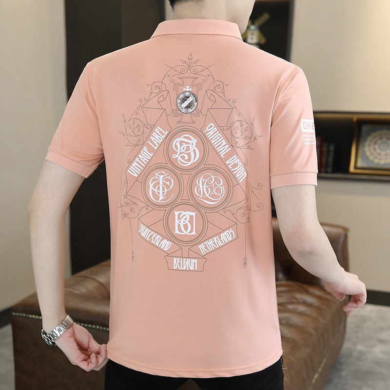 2023夏季新款翻领T恤印花潮流阔版体恤衫polo衫男PL0555-P50,男装Polo衫,星座1206（原A206）