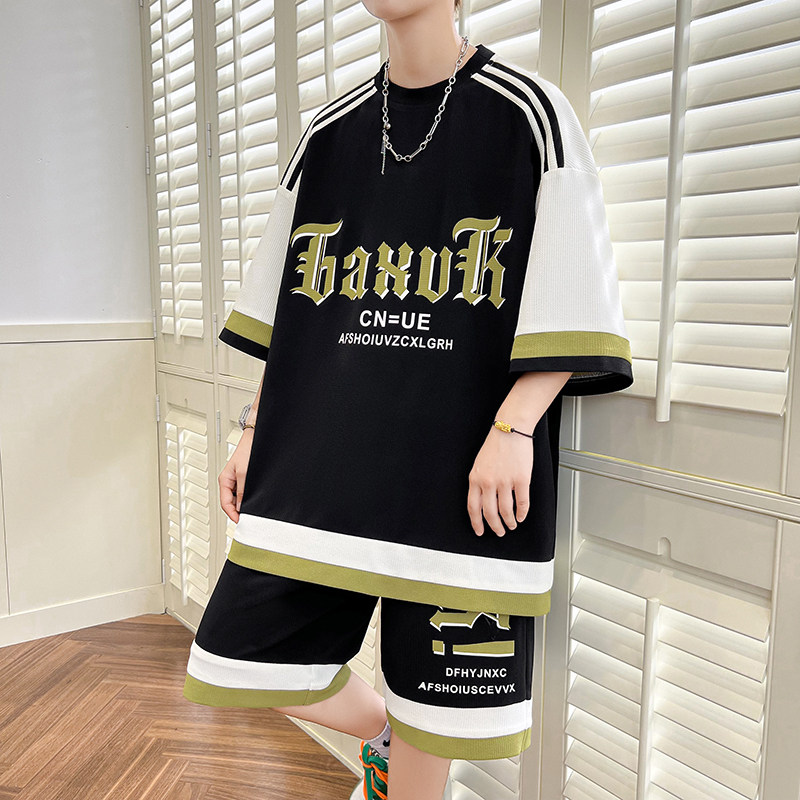 青少年学生男夏季新款休闲时尚百搭宽松短袖短裤套装TZ02319-P60,男装休闲套装,星座1206（原A206）