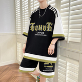 青少年学生男夏季新款休闲时尚百搭宽松短袖短裤套装TZ02319-P60，男装休闲套装，电商A206