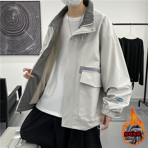 2021冬季宽松加绒夹克港风衣潮男服加厚羊羔毛外套MY10-P80图片