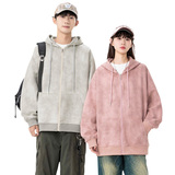 麂皮绒开衫男女春秋新款美式潮牌休闲宽松卫衣外套HH8915-P50，女装短外套，星座1206（原A206）