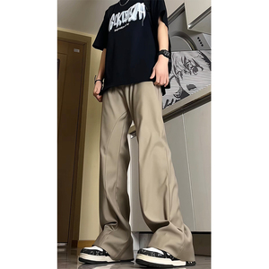 2025美式春季慵懒风垂感拼接裁剪微喇西裤休闲长裤K1671-P45,男装西裤,星座1206（原A206）