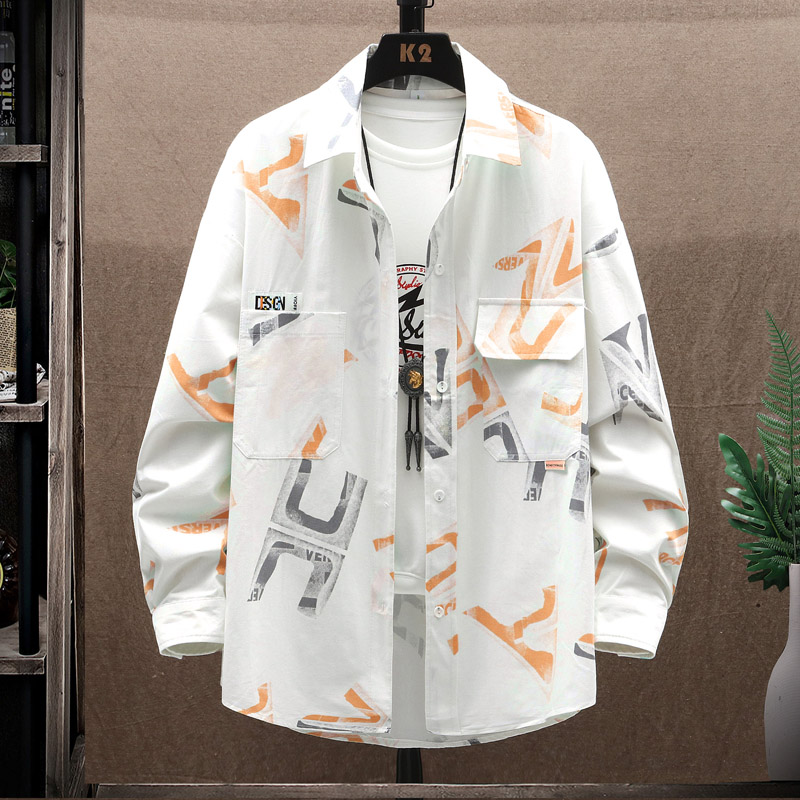 23年春款新款烫金印花衬衫男士长袖宽松韩版潮流 CS2310-P60图片