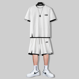2023男士夏季套装男华夫格休闲运动服两件套直播-P58图片