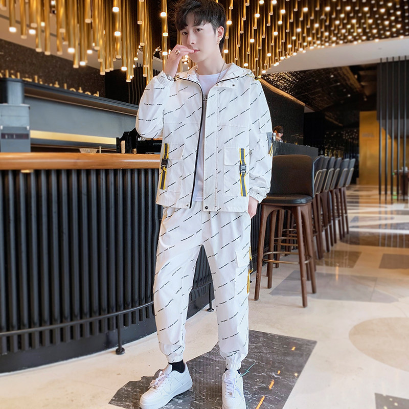 工装外套男装搭配一套帅气休闲运动套装男夹克韩版潮流T767-P100图片