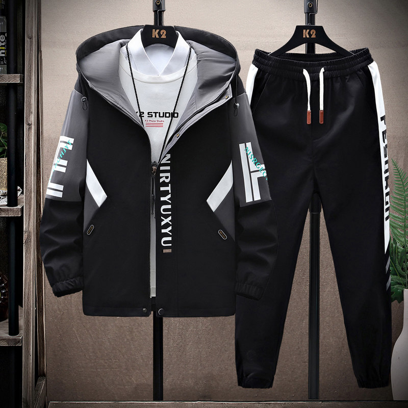 高品质青少年学生宽松夹克套装青春男士上衣裤子JK050套装-P100，男装休闲套装，星座1206（原A206）