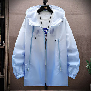 冰丝UPF50中长款防晒衣夏季渐变连帽男外套情侣防晒服YF14-P50图片