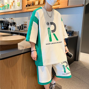 新款夏季透气青少年男士韩版休闲时尚百搭透气套装YCGW772-P55图片