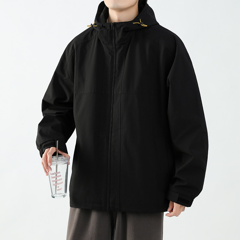 春秋款工装连帽夹克潮流拼色宽松百搭户外冲锋衣外套HS8305-P75,男装夹克,星座1206（原A206）
