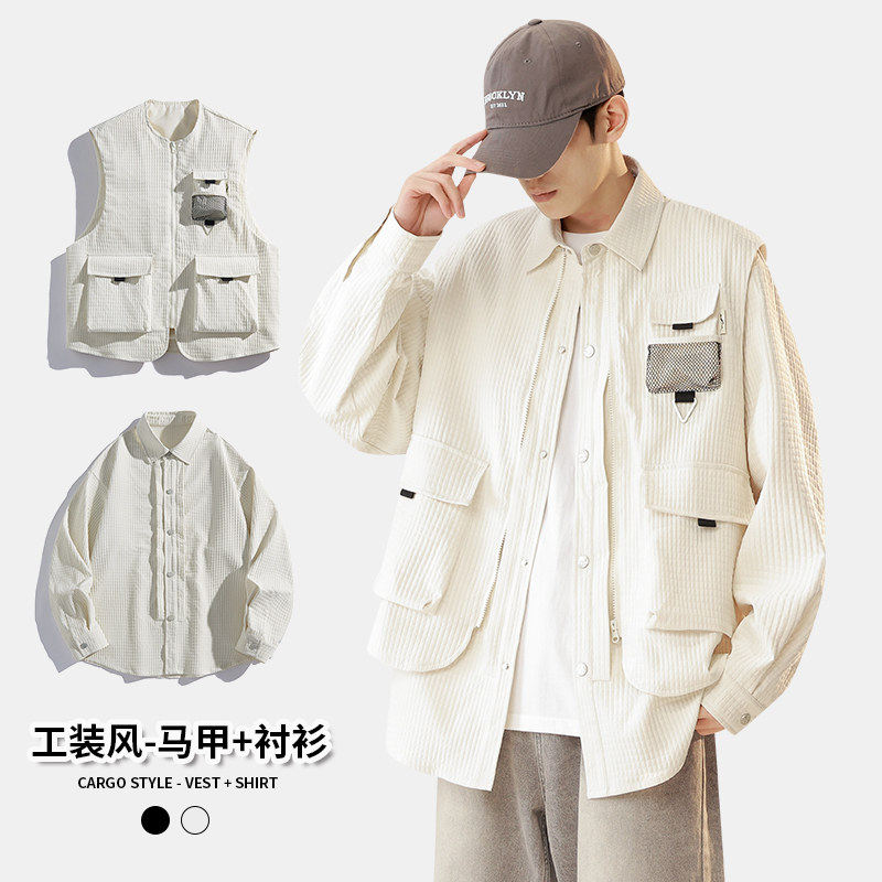 春季日系条纹马甲工装潮牌潮流Y7100-P65,男装工装外套,星座1206（原A206）