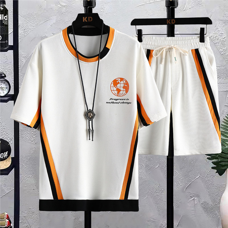 夏季休闲套装男衬衫短袖T恤男装一套短袖五分裤衣服TZ6895-P58,男装休闲套装,星座1206（原A206）