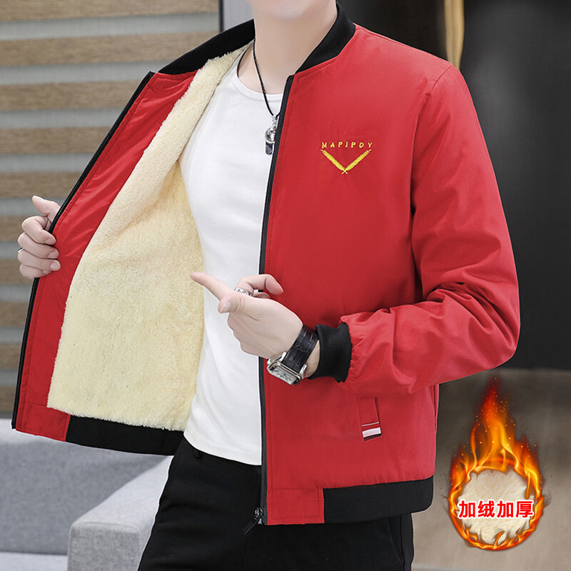 2021外套男新款潮流帅气修身棒球服秋装男夹克上衣JK243加绒-P35,男装夹克,星座1206（原A206）