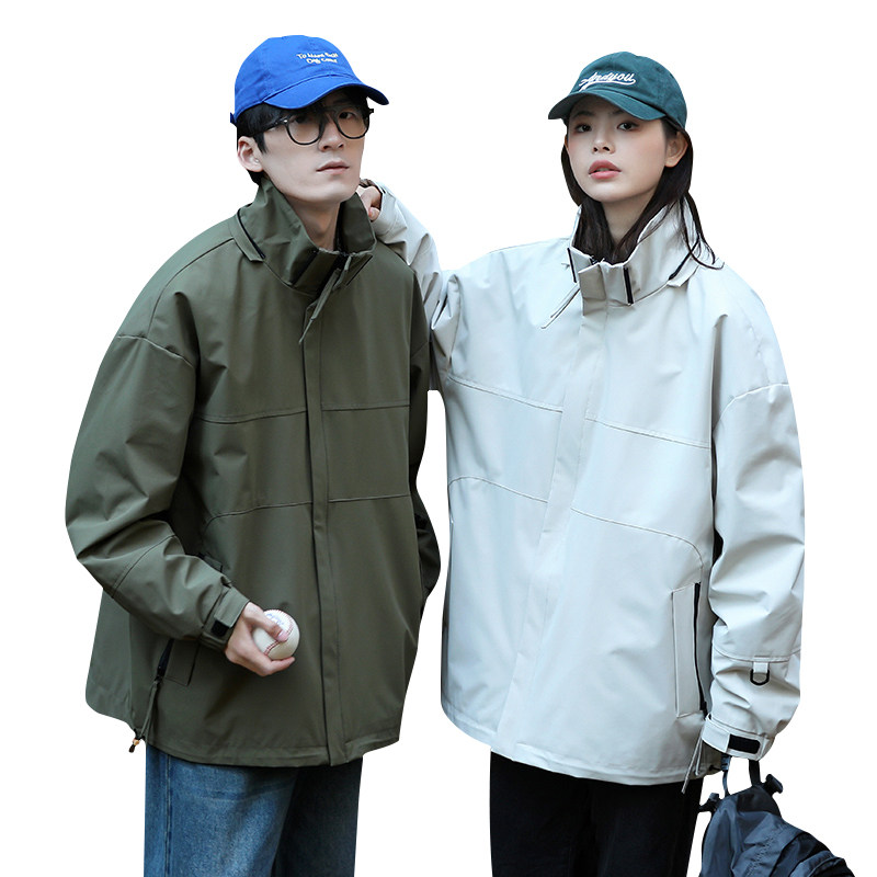 春秋款工装连帽夹克潮流拼色宽松百搭户外冲锋衣外套HS8306-P75,男装夹克,星座1206（原A206）