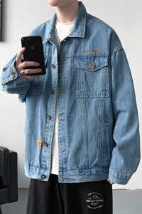 2025春季牛仔外套韩版特宽松显瘦拼接牛仔夹克外套NZ562-P60图片