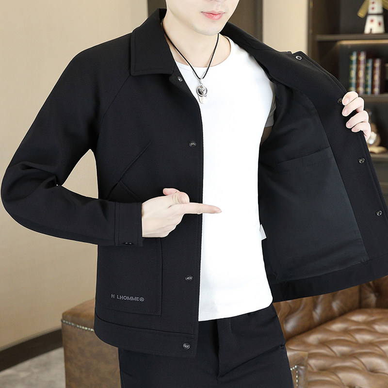 高品质秋冬款毛呢外套翻领休闲夹克刺绣毛呢装HF88102-P140,男装夹克,星座1206（原A206）