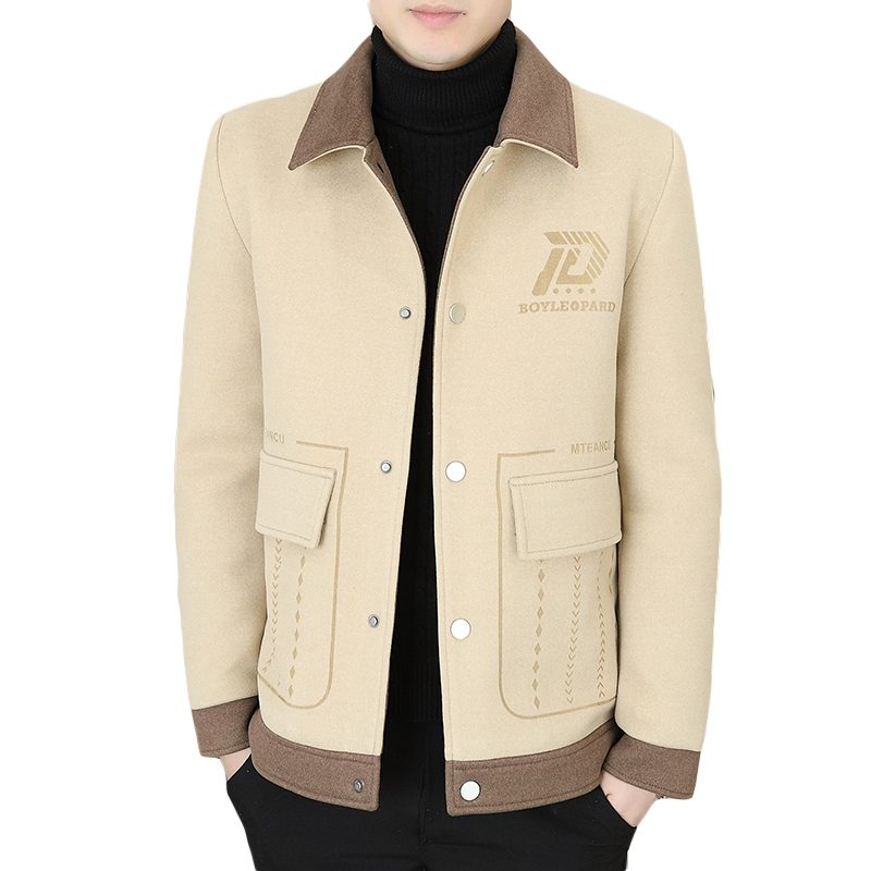 2025秋冬金貂绒翻领毛呢外套青年夹加棉加厚夹克棉服HF8832-P135,男装夹克,星座1206（原A206）